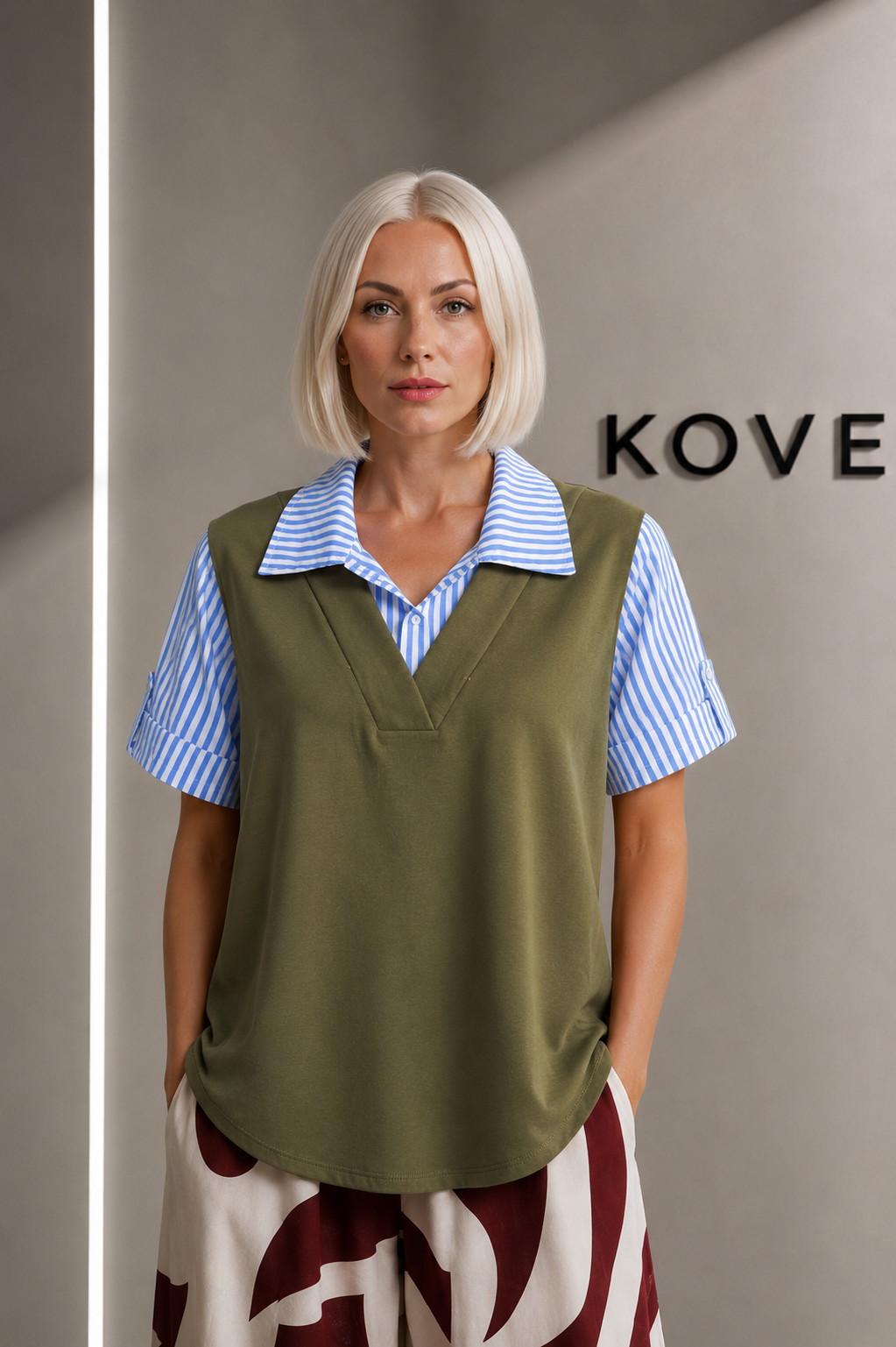 Blusa Efecto Capas KOVEN — Oliva